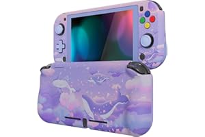 PlayVital Cover per Nintendo Switch Lite,Custodia Grip Ergonomica Copertura Protettiva Rigida Pellicola Copri Analogici per Nintendo Switch Lite Console-ZealProtect-Balena nel Sogno