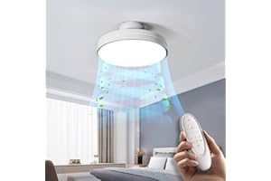 GONEO Sans Pale Silencieux Ventilateur de Plafond avec Lumière et Telecommande Dimmable Ventilador Plafonnier LED pour Chambre Salon 3 Températures de Couleur Minuterie Ra≥97 6 Vitesses Motore DC Mémoire