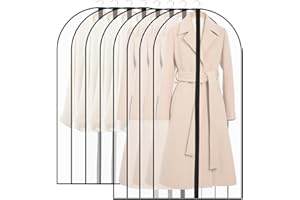 SOBEAU 8PCS Housses de Vêtements, Housses de Protection Semi Transparentes, 60 x 120/100cm Housse Vetements à Suspendre Anti Poussière Etanche Mite Humidité, pour Chemise Costumes Manteaux, Noir