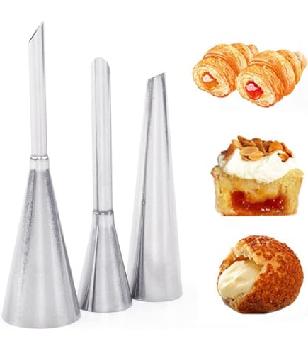 5 Pièces Douilles Pâtisserie Inox - Seringues Remplissage Choux Donuts Crème Puff Beignets