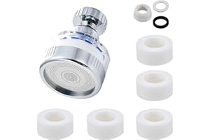 PEIDOG Faucet Water Filters with 5 Filter Elements, 360° Rotating Sink Water Faucet Filter Cartridge, Kitchen Bathroom Tap Filter Hard Water Purifier Tap Water Filter Removes Chlorine Fluoride Heavy Metals