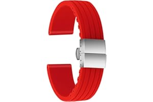 ULLCHRO Silikonowy pasek do zegarka, zapasowy gumowy pasek do zegarka, wodoodporny wzór w paski, 16 mm, 18 mm, 20 mm, 22 mm, 24 mm, bransoletka do zegarka z klamrą ze stali nierdzewnej