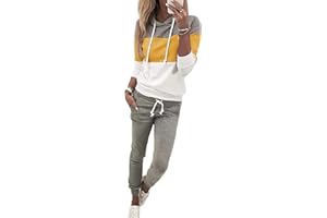 PEUIGNAO Tuta Ginnastica Donna Tuta Sportiva Donna a Righe Completi Sportivi Tute Sportive Donne Completo Sportivo Donna Palestra Manica Lunga Sportwear Invernale Fitness Felpa con Cappuccio Pantaloni Jogging