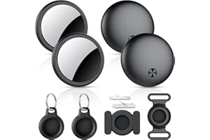 CASCHO Air Tracker Tags 4 Pack Black, Compatible with Apple Find My APP (iOS Only) Replaceable Battery Last 2 Year, IP68 Waterproof, Item Locator for Keys/Luggages/Suitcases, Item Finder with Diverse Holder