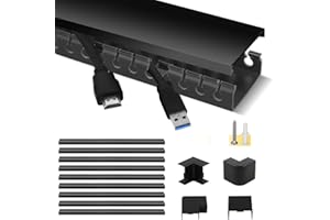 Stageek Cable Management Self-Adhesive 39 x 4 x 2 cm PVC 3.5 m Length, Desk Cable Management Wall and Ceiling Mounting General Purpose for All Types of Cables Indoor Home Office 9 x 39 cm, Black