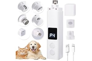 BUOAZR Lime à Ongles Chien, 4 Vitesses, Coupe-Ongles Electrique Rechargeable Animaux de Compagnie avec Lumières LED, Silencieuse45 DB, Professionnel 3 Ports pour Grands,Moyens et Petits Chiens Chats