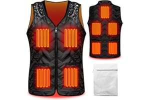Omesiry Gilet Chauffant Unisexe en Polaire, 3 Températures, 9 Zones Chauffantes, Taille Ajustable, Recharge USB, Parfait Pour Rester au Chaud Lors de Vos Sorties en Plein Air (Batterie Non Incluse)