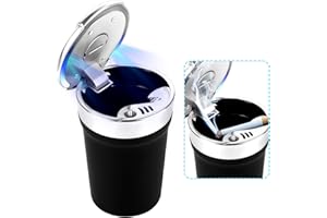 Haisheng Auto Aschenbecher mit Licht Auto-Aschenbecher mit Deckel Abnehmbarer Rauchfrei Selbstlöschend Multifunktions-Aschenbecher für Auto Büro