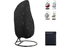 YEARNLIFE Egg Chair Covers Waterproof Heavy Duty Swing Chair Cover Patio Hanging Egg Cocoon Chair Cover with Drawstring, Outdoor Windproof Anti-UV Garden Furniture Chair Covers with Storage Bag, 190x115cm