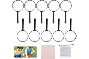 QJFHURB Loupe Enfant 12 PièCes Loupe Enfant Insecte Mini Loupes De DéTective Loupe Noire pour Enfant Loupe De Lecture Grossissante Plastique Portable pour ActivitéS en Class Insectes Science