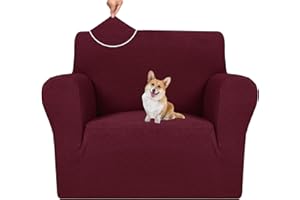 YSTELLAA Elasticizzato Copridivano 1 Posto, Moderno Copripoltrona, Universale Copri Divano Con Braccioli, Copridivano Antigraffio Gatto Cani, Sofa Cover Antiscivolo Lavabili, Rosso