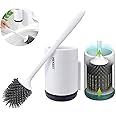 MEKEET Silicone Toilet Brush and Holder,Bathroom Toilet Brush Holder Set,Silicone Toilet Cleaning Brush Kit with Soft Bristle Brush (Wall Mounted)