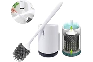 MEKEET Brosse de Toilette Brosse WC en Silicone Antibactérienne balayette WC Ensemble Brosse de Toilettes à Manche Long avec Support Hygiénique (Wall Mounted)