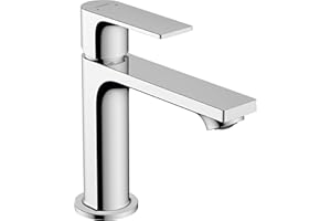 Hansgrohe Mitigeur de Lavabo Rebris E, Hauteur Sous Bec 110 mm, Robinet Lavabo avec Tirette et Vidage, Chromé, 72557000