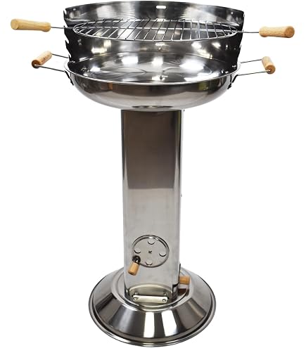 MLGV Edelstahl Grill – 3er Holzkohlegrill Mobil Mit Seitenablagen – 595 X 470 Mm Grillfläche
