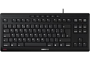 CHERRY STREAM KEYBOARD, Tastiera con filo, Layout per il Regno Unito (QWERTY), Battitura estremamente silenziosa, Sensazione di digitazione unica, Design piatto, Colore nero
