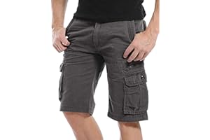 Kuson Hommes Shorts Bermudas Cargo Outdoor Coton Casual Lâche avec Poche