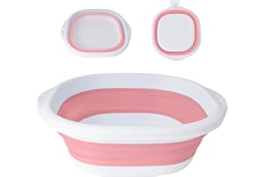 SZWLJ Pink & White Small(3.5L) Thickened Collapsible Washing Up Bowl - Foldable Storage Basin for Kitchen/Camping, collapsible bowl basin, Lightweight Portable for Travel & Home Use