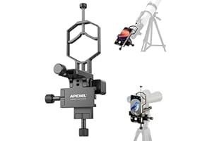 Apexel 3-Axes Adaptateur Téléscopique en Métal pour Téléphone Portable avec réglage stéréo à Trois Axes XYZ de Haute précision,Compatible avec Jumelles, Monoculaires et Microscopes,Téléscopique