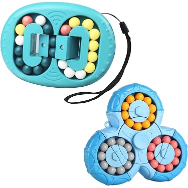 JHBEMAXS Haricot rotatif Magic Cube Puzzle Fidget Toys Balle anti-stress IQ Jeux éducatifs sensoriels de Pâques Cadeau pour garçons filles enfants adultes (Noir