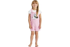 Disney Girls Minnie Mouse Dungarees T Shirt Top Set