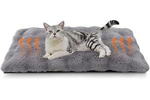 YGJT Cats Bed Pad Self Heating Pad, Cat Beds for Indoor, Fluffy Cat Blanket Puppy Bed Mat 45X60 cm, Self Warming Pet Blanket without Electricity, Washable (Grey)