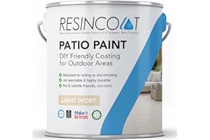 Resincoat Outdoor Patio Coating, UV & Weather Resistant, Easy to Apply Matte Finish Concrete Paint for Slabs & Flags, Light Ivory, 5KG