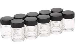 WHATMATTER Cystal Clear Box of 10/20 Empty 3/4-Ounce, (22cc) Glass Bottle Air Brush Depot Airbrushing Accessories (10pcs) by Racksoy