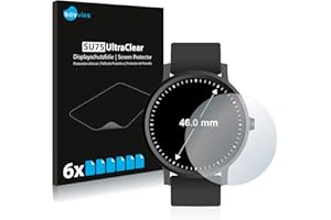 Savvies 6 Stück Schutzfolie für Armbanduhren (Kreisrund, ø: 46 mm) Displayschutz-Folie Ultra-Transparent