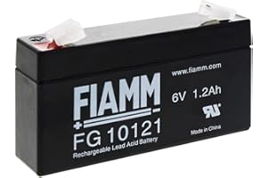 Fiamm Batteria Serie FG 6V Alimentazione di emergenza UPS Collegamento Faston 187 piatta di 4,8 mm (FG10121 Amperaggio 1,2 (Ah))