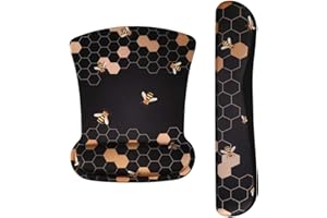Tastatur-Handgelenkauflage-Pad und Maus-Handgelenkauflage-Unterstützung Mauspad-Set, iCasso Ergonomisches rutschfestes Mauspad für das Büro zu Hause Einfaches Tippen & Schmerzlinderung (Biene)