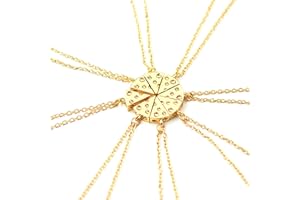 EQLEF Women's Pizza Slice Friendship Necklace for 8, Best Friend, Sister, Family, Friends, Classmates or Groups