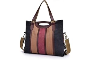 CHEREEKI Damen Handtasche, Multi-Color Streifen Tasche Canvas Umhängetasche, Große Kapazität Shopping Casual Crossbody Hobo Bag für Arbeit Schule Lässige Täglich Travel