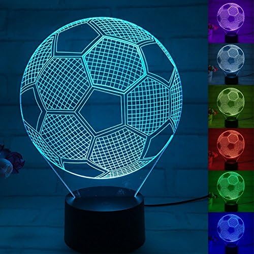 3D Illusion Night Lamp,SUNINESS 7 Colors Change Touch Control LED Desk Table Night Light with Multicolored USB Powered for World Cup Kids Children Family Holiday Home Decoration Birthday Best Gift (Football)