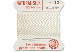 ‎CREATIVE-BEADS Creative-Beads Perlenfaden, Schnur, Perlseide zum auffädeln 2m lang mit flexiblem Drahtende als Fädelnadel Stärke 0,95mm weiß