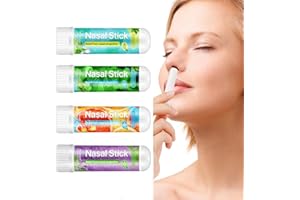 AYVRUOP Nasal Stick 4 Pack,Soulagement Rapide d'un Nez Bouché,Inhalateur Nasal D'aromathérapie à la Menthe,Inhalateur Huiles Essentielles