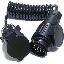 JVJ Anhängerkabel 7 Polig Spiralkabel 2.0m Mit Adapter 7 Auf 13 Polig