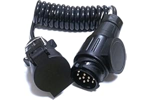 ‎JVJ JVJ Adapterkabel 7 auf 13 Polig Spiralkabel 2.0m Adapter Kabel Anhänger Verlängerungskabel Kabelleitung 13-polige Kupplung 12V auf 7-poligen Stecker für Camping Caravan Wohnwagen Wohnmobil