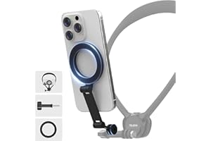 TELESIN Magnetyczny uchwyt na telefon iPhone z systemem Android, trzyczęściowy drążek obrotowy, uchwyt do selfie POV/Vlog, akcesoria rozszerzające do pasów piersiowych, telefon komórkowy, z linką