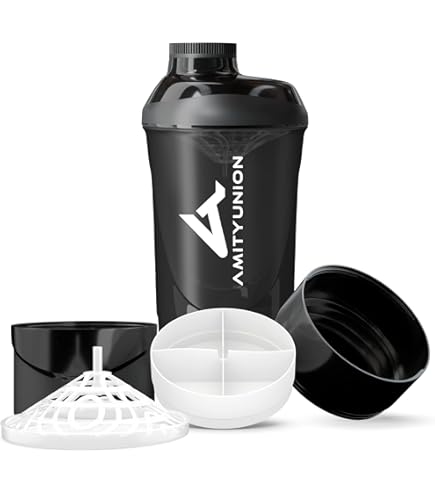 2 shaker per proteine da 600 ml, con sfera, indicatore ML, a prova di