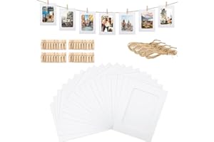 TAASMOOG Picture Frames 4"x6",30 Pcs White Paper Photo Frames,Cardboard Picture Frames with Clips and Strings,DIY Clip Photo Holders Photo Hanging Display Kit Wall Decor for Home, Party, Office (Weiß)