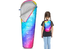 MHJY Sacco a pelo per bambini per ragazze e ragazzi, 3 stagioni, caldo e fresco, con borsa da viaggio, impermeabile, per viaggi, escursionismo, interni ed esterni, campeggio, essenziale