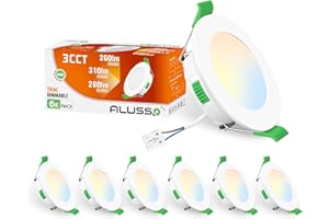 ALUSSO Spot LED Encastrable Extra Plat, 4W 310LM Dimmable IP44 Spot Etanche Salle de bain, Blanc Chaud 3000K Blanc Neutre 4000K Blanc Froid 6500K, Trou Φ55-68mm, AC220-240V, Lot de 6