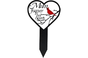 PEIQICHU 33CM Large Metal Mum Grave Decorations Sign Cemetery Memorial Plaque "Mum forever in our hearts" Remembrance Gifts for Loss of Mum Plaque for Mother Graveside Graveyard Outdoor Heart Shape Decor