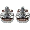 FLEOR 2pcs Full Size A500K Audio Taper Potentiometer Guitar Tone Volume Control Pots with Bayonet L15mm Short Knurled Split Shaft