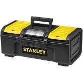 STANLEY One-Touch 16 Inch Tool Box with Removable Tray, 1-79-216 | One-handed use, 2 compartments in the lid, padlock eyelet