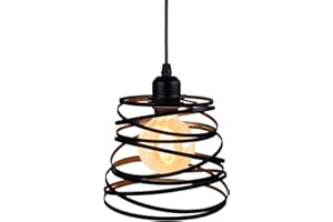 PETITES ECREVISSES Lampadario a Sospensione E27 Retrò Industriale Lampada da Soffitto Ø20cm Creativa Illuminazione interna per Cucina Salotto (Nero-20cm)