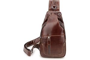 FANDARE Retrò Monospalla Uomo Zaino Monospalla Tracolla Donna Pelle Borse piccole a tracolla Borsa a Spalla per Scuola Outdoor Sportiva Ciclismo Viaggio Hiking Camping Sling Crossbody Daypack Marrone