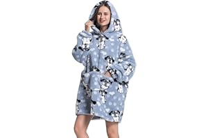 GENERIC ALLC Women Oversized Blanket Hoodie, Personalised Blanket Extra Long Fleece Wearable Blanket Hoodie for Adults Teenagers Girls (blue 90cm)
