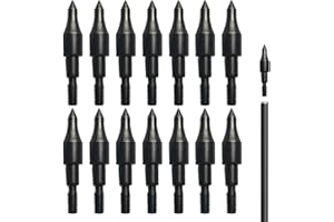 PYEUIFT 14 Pezzi Punte per Frecce da Arco e Balestra da Caccia in Acciaio Inox 100 Grani Punte da Tiro di Precisione Accessori per Arco Compound e Arco Ricurvo Adulti